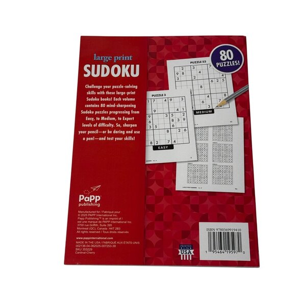 Large Print Sudoku Book Vol 39 | 80 Puzzles | Easy Medium Expert - Picture 2 of 4